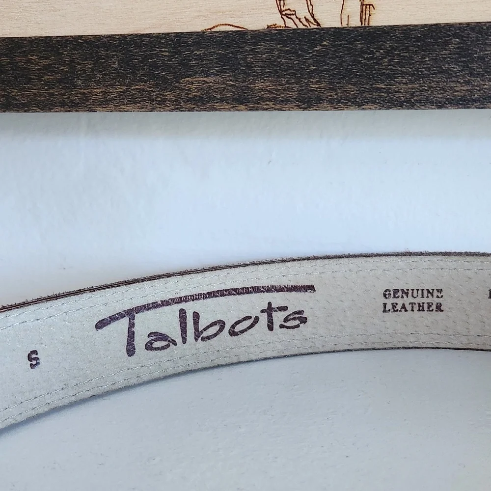 Vintage Talbots 2 tone beige/brown Leather belt Sz S Made in Italy